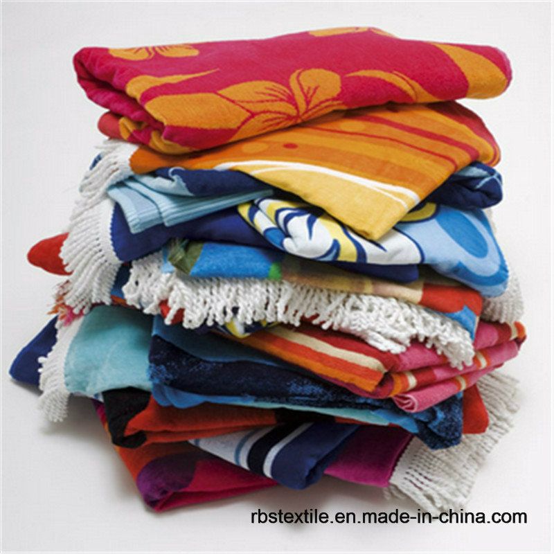Custome Made Cotton Jacquard Velour Beach Towel