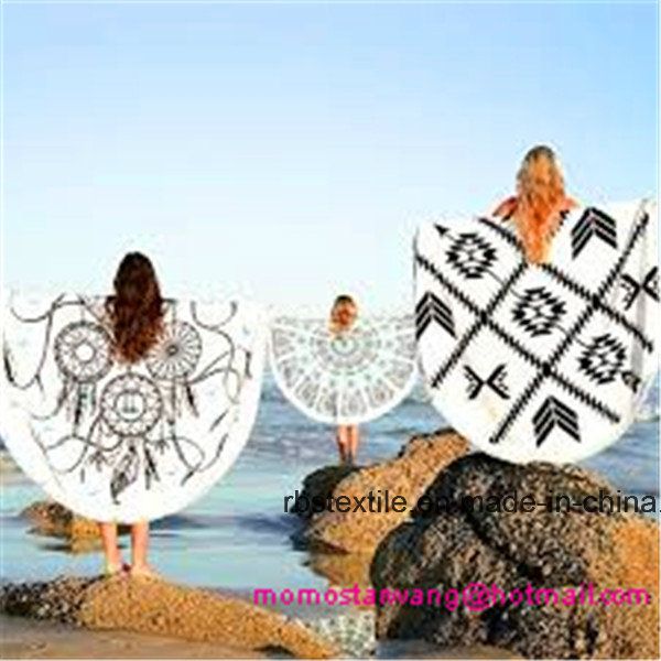 Top Quality Cotton Printed Round Beach Towel with High Quality